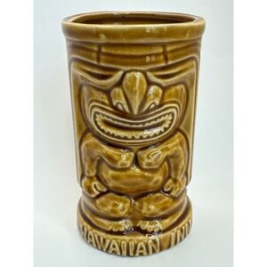 Vtg Tiki Mug Cup Hawaiian Inn Orchids Of Hawaii Japan Brown 5"